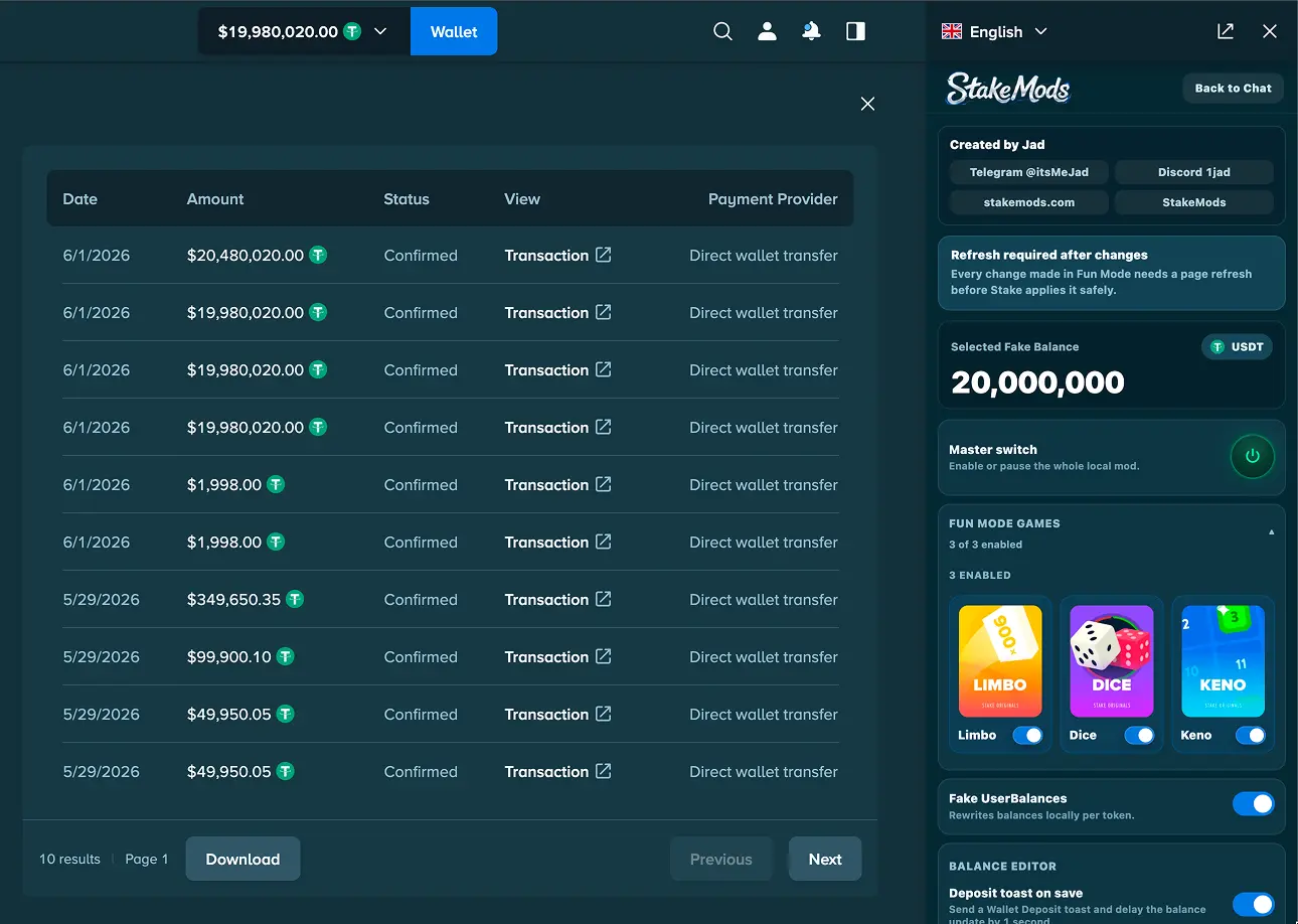 Balance and wallet control preview